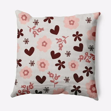 Simply Daisy 16 in x 16 in Floral Valentine's Day Polyester Throw Pillow