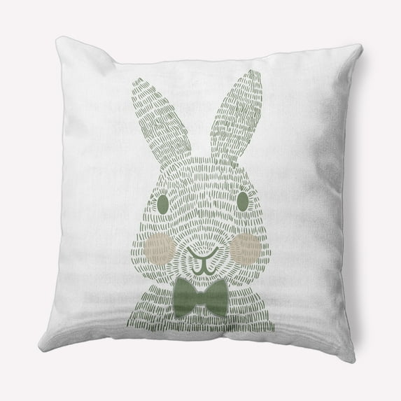 Simply Daisy 16 in x 16 in Green and White Animal Print Easter Polyester Throw Pillow