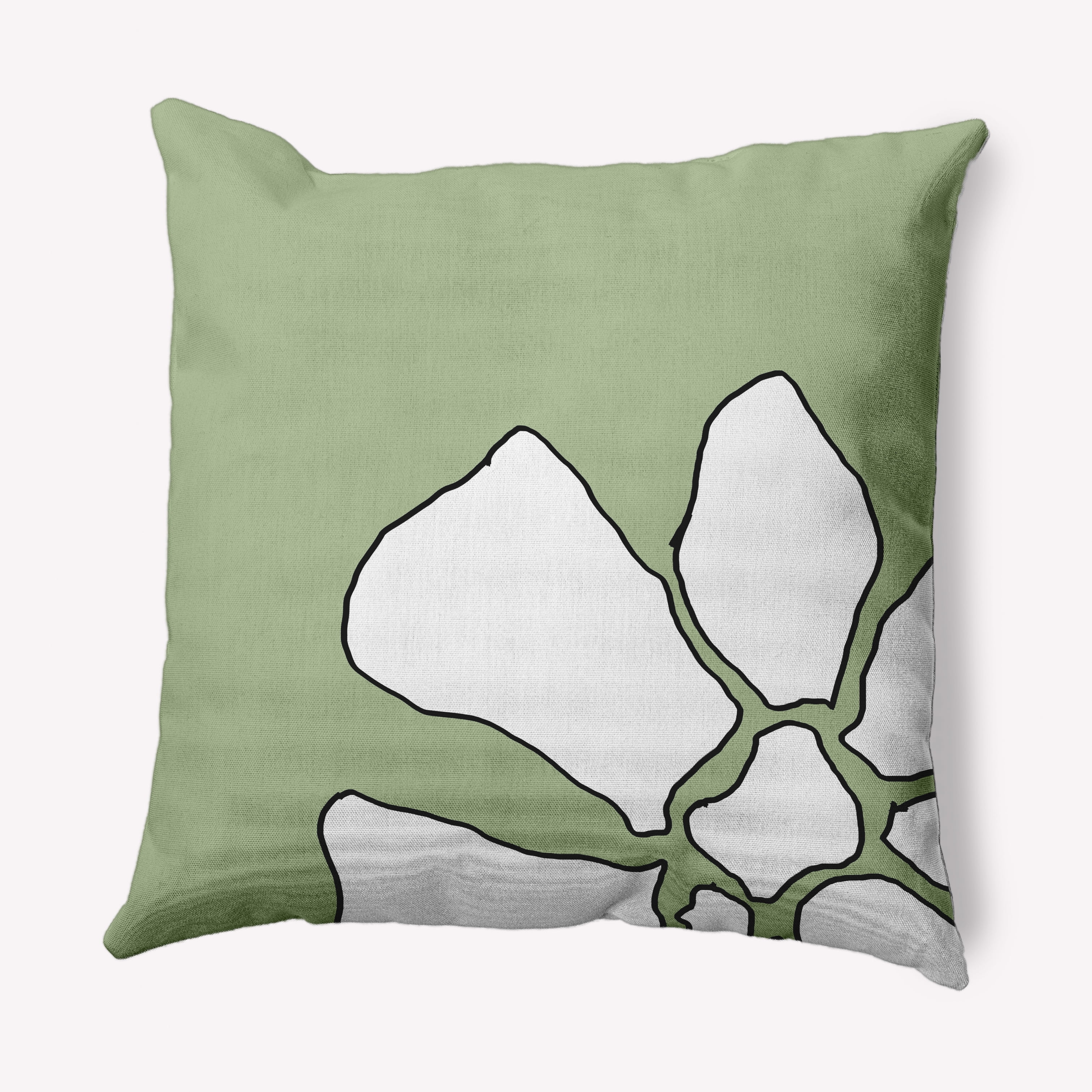 Simply Daisy 16 in x 16 in Modern and Contemporary Green Floral Polyester Throw Pillow
