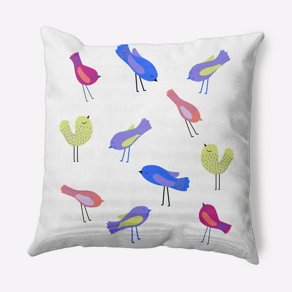 Simply Daisy 16 in x 16 in Modern and Contemporary Purple Bird Polyester Throw Pillow