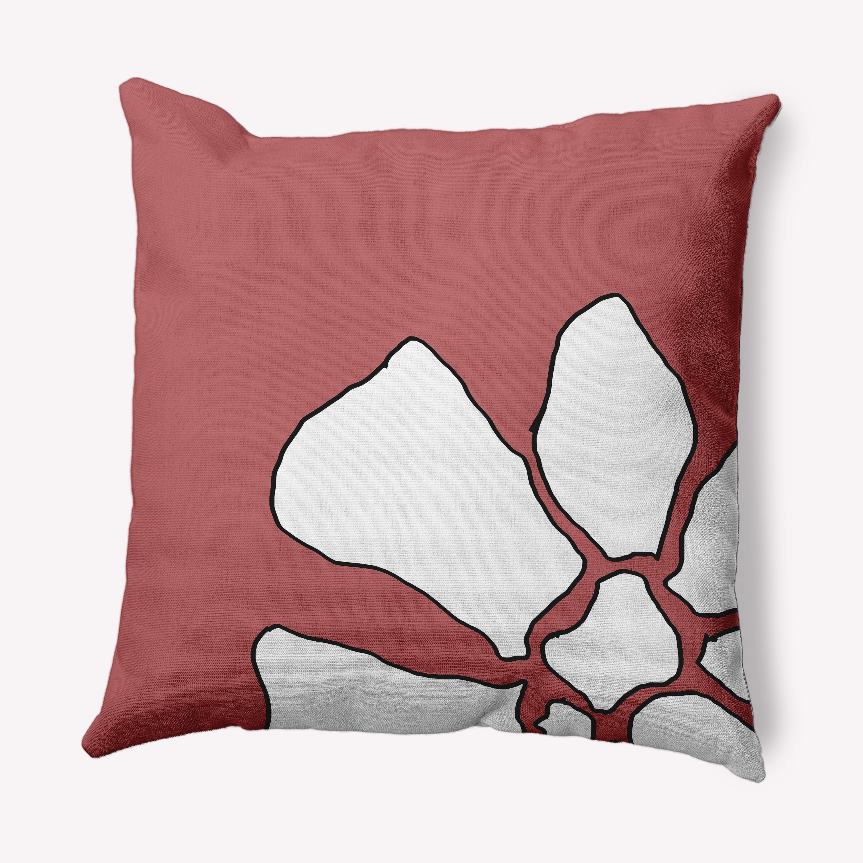 Simply Daisy 16 in x 16 in Modern and Contemporary Red and White Floral Polyester Throw Pillow