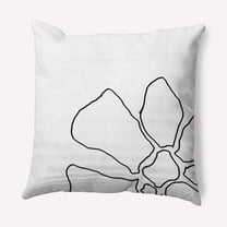 Simply Daisy 16 in x 16 in Modern and Contemporary White and Black Floral Polyester Throw Pillow