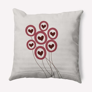 Simply Daisy 16 in x 16 in Red/White Graphic Prints Valentine's Day Polyester Throw Pillow