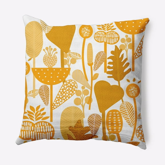 Simply Daisy 16 in x 16 in Scandinavian Yellow Mango Polyester Throw Pillow