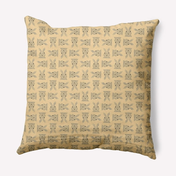 Simply Daisy 16 in x 16 in Yellow Animal Print Easter Polyester Throw Pillow