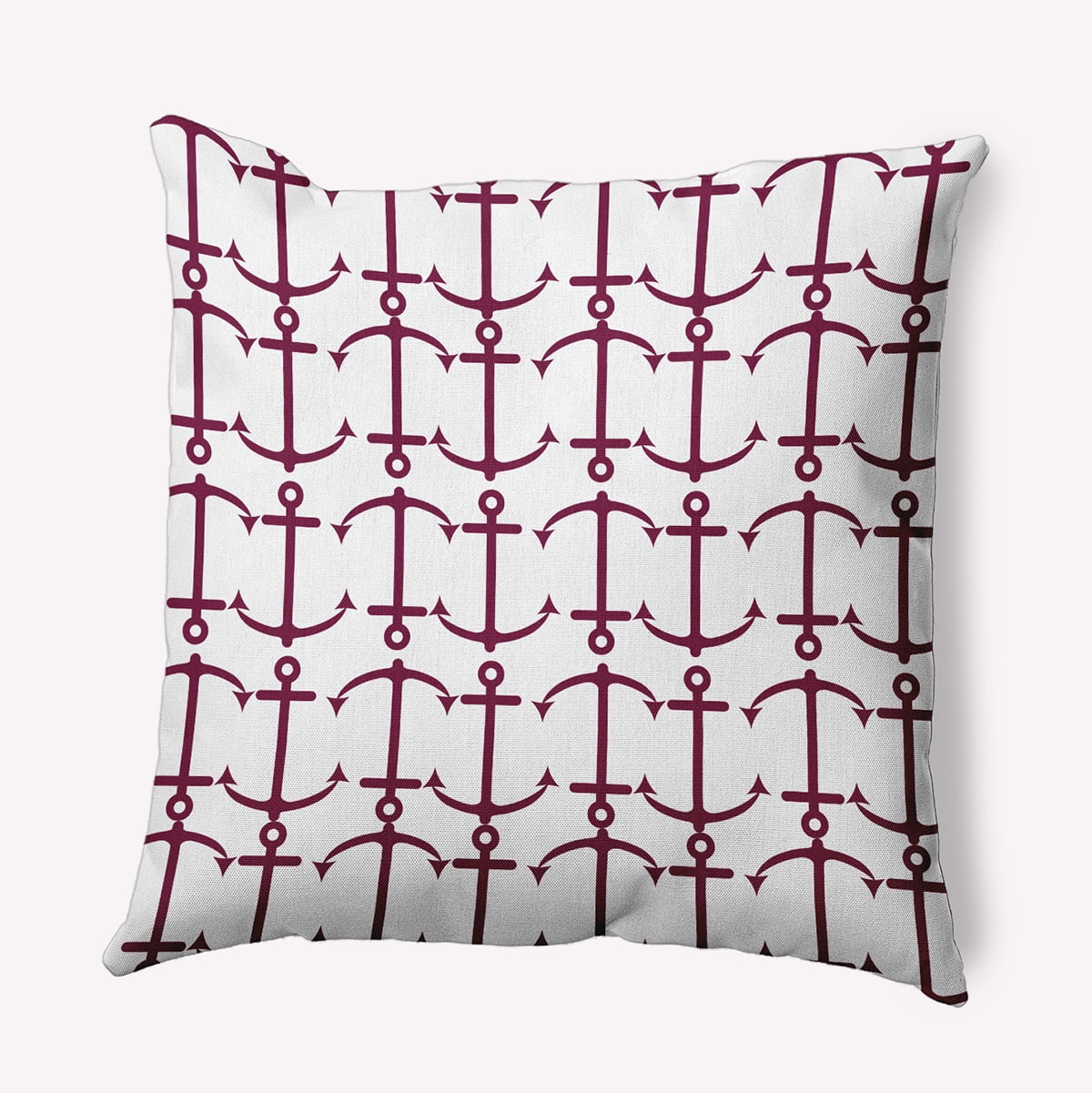 Simply Daisy 16-inch Square Anchor Pattern Polyester Indoor Pillow, Maroon Red Qty 1