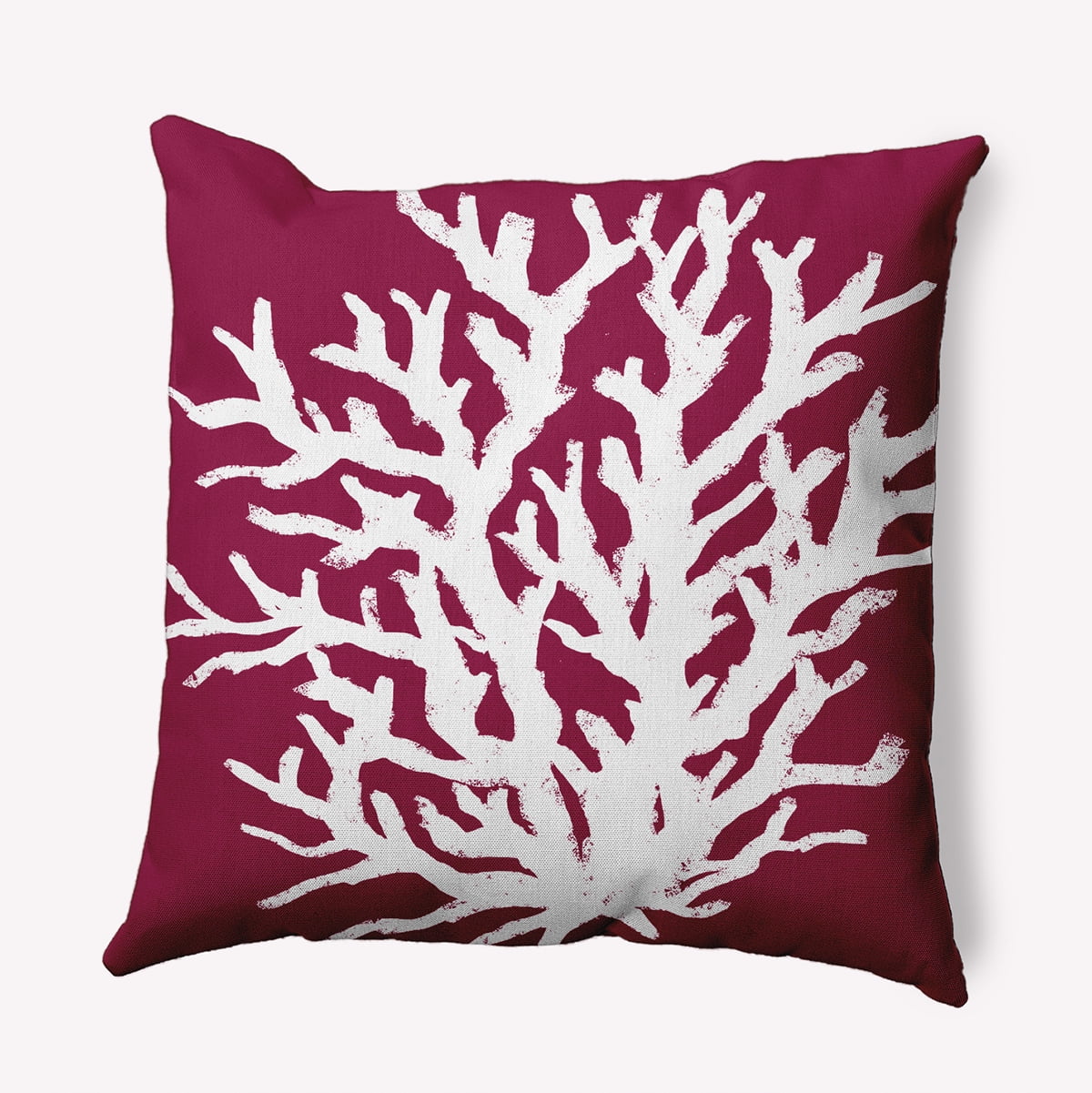 Simply Daisy 16-inch Square Big Seaweed Polyester Indoor Pillow, Maroon Red, 1 per Pack