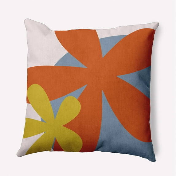 Simply Daisy 16-inch Square Bold Flowers Polyester Indoor Pillow, Perfect Orange Qty 1