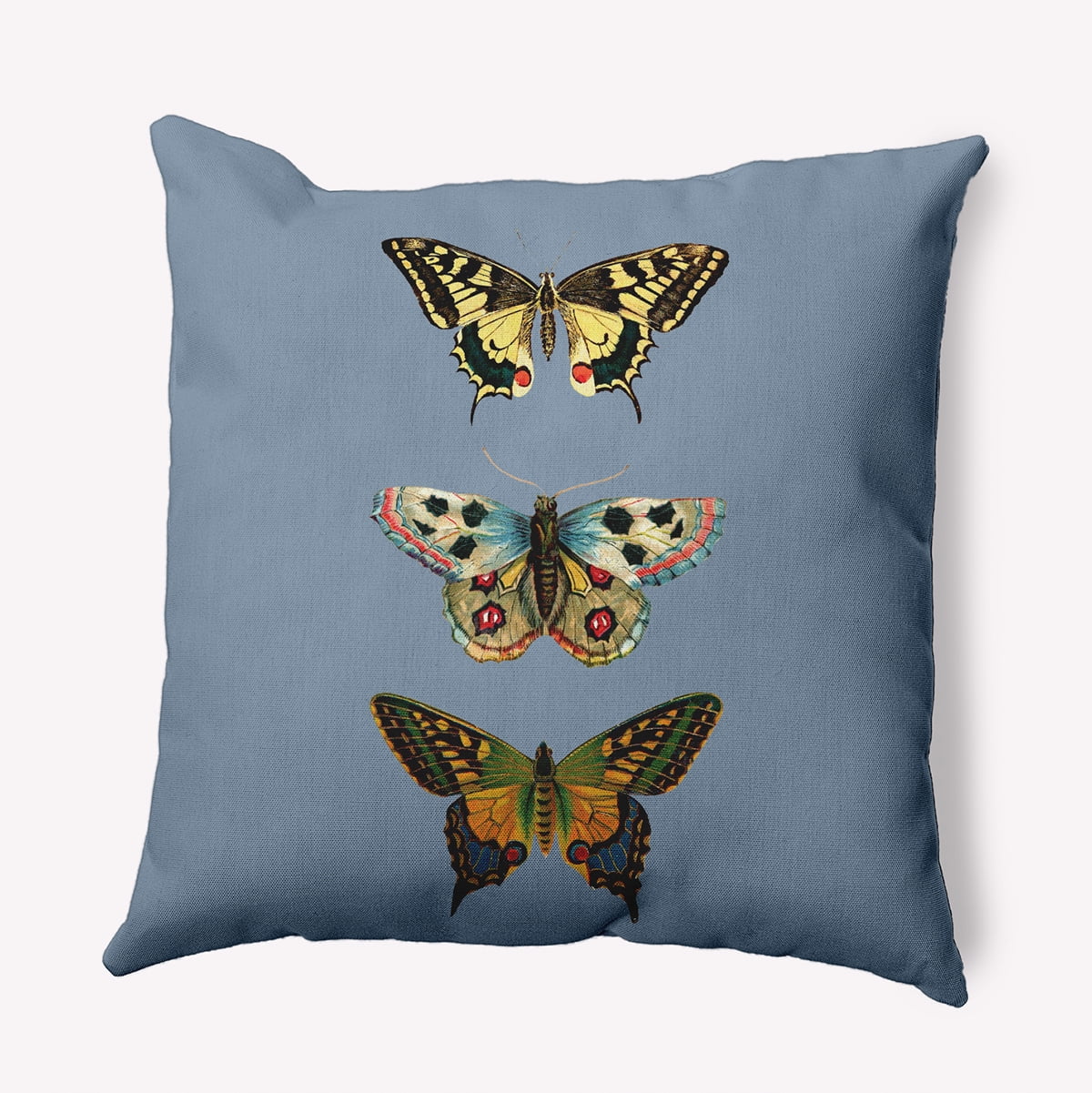 Simply Daisy 16-inch Square Butterflies Polyester Indoor Pillow, Dusty Smoke Blue Qty 1