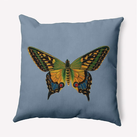 Simply Daisy 16-inch Square Colorful Swallowtail Poly Throw Pillow, Dusty Smoke Blue Qty 1