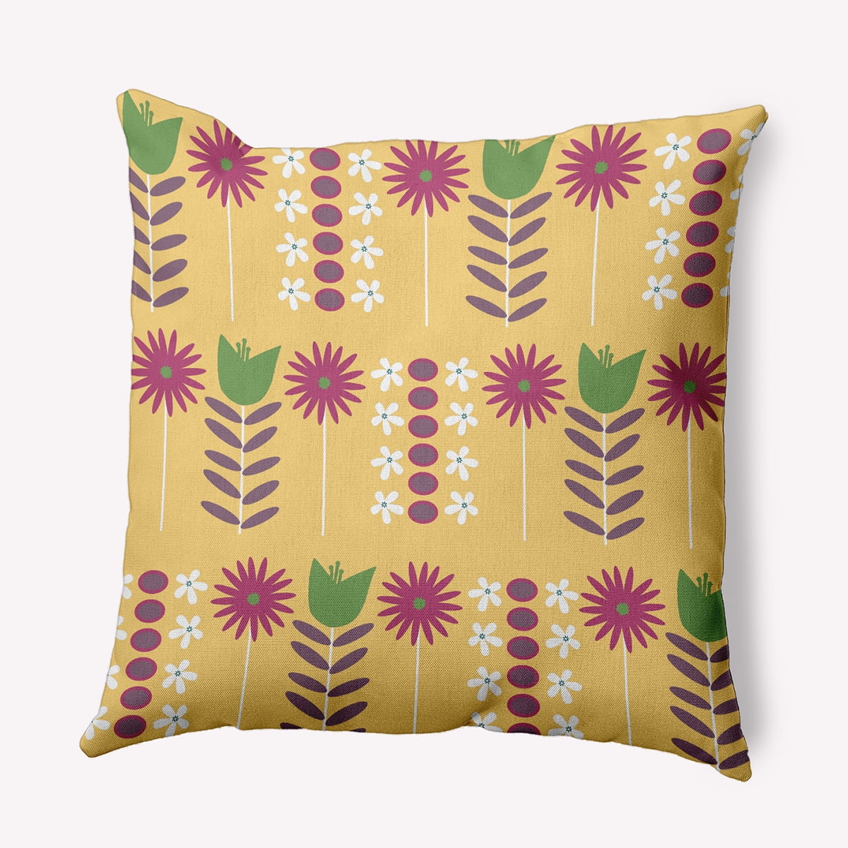 Simply Daisy 16-inch Square Daisy May's Garden Poly Throw Pillow, Daffodil Yellow Qty 1