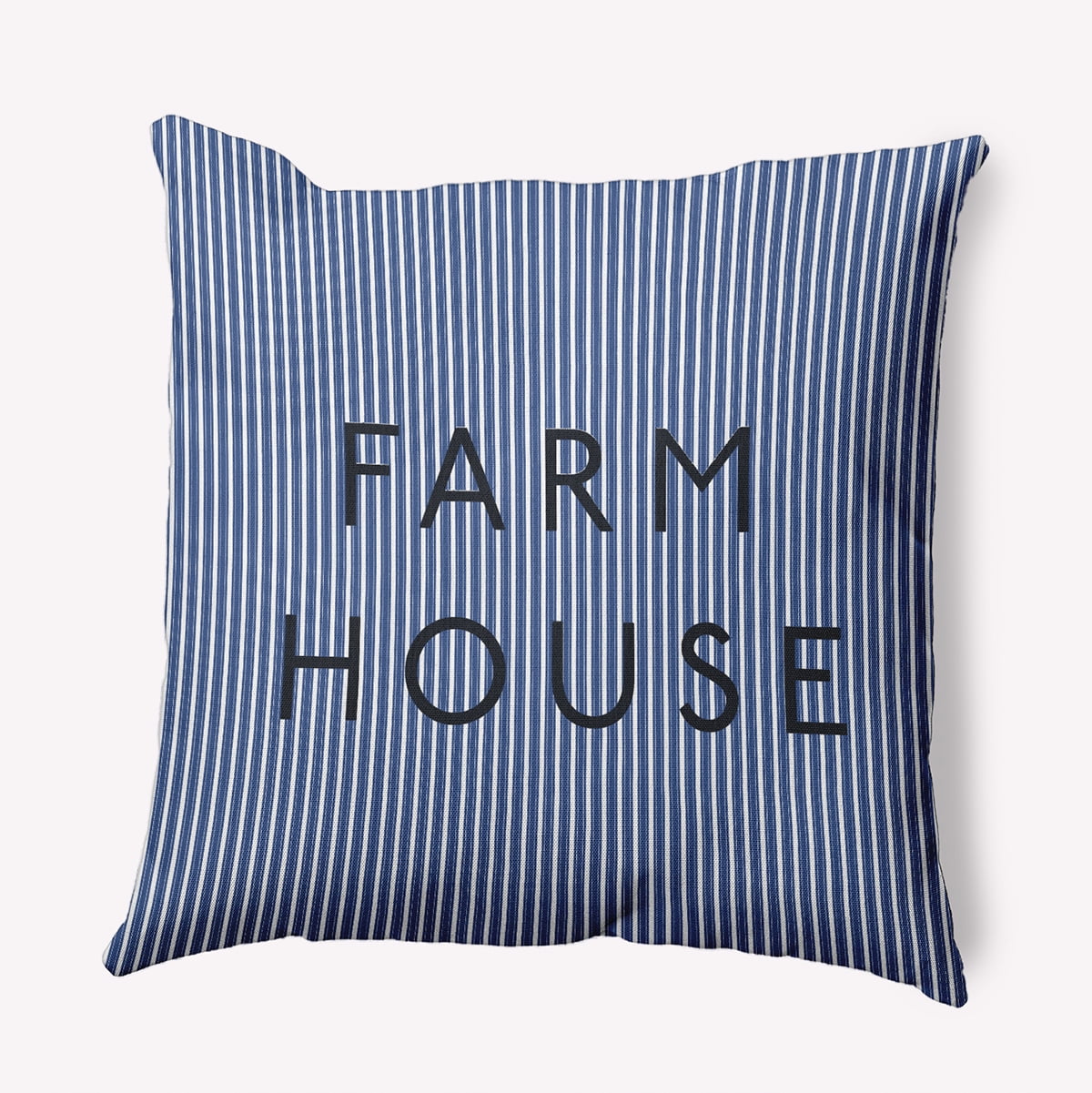 Simply Daisy 16-inch Square Farmhouse Ticking Polyester Indoor Pillow, Nautical Navy Qty 1