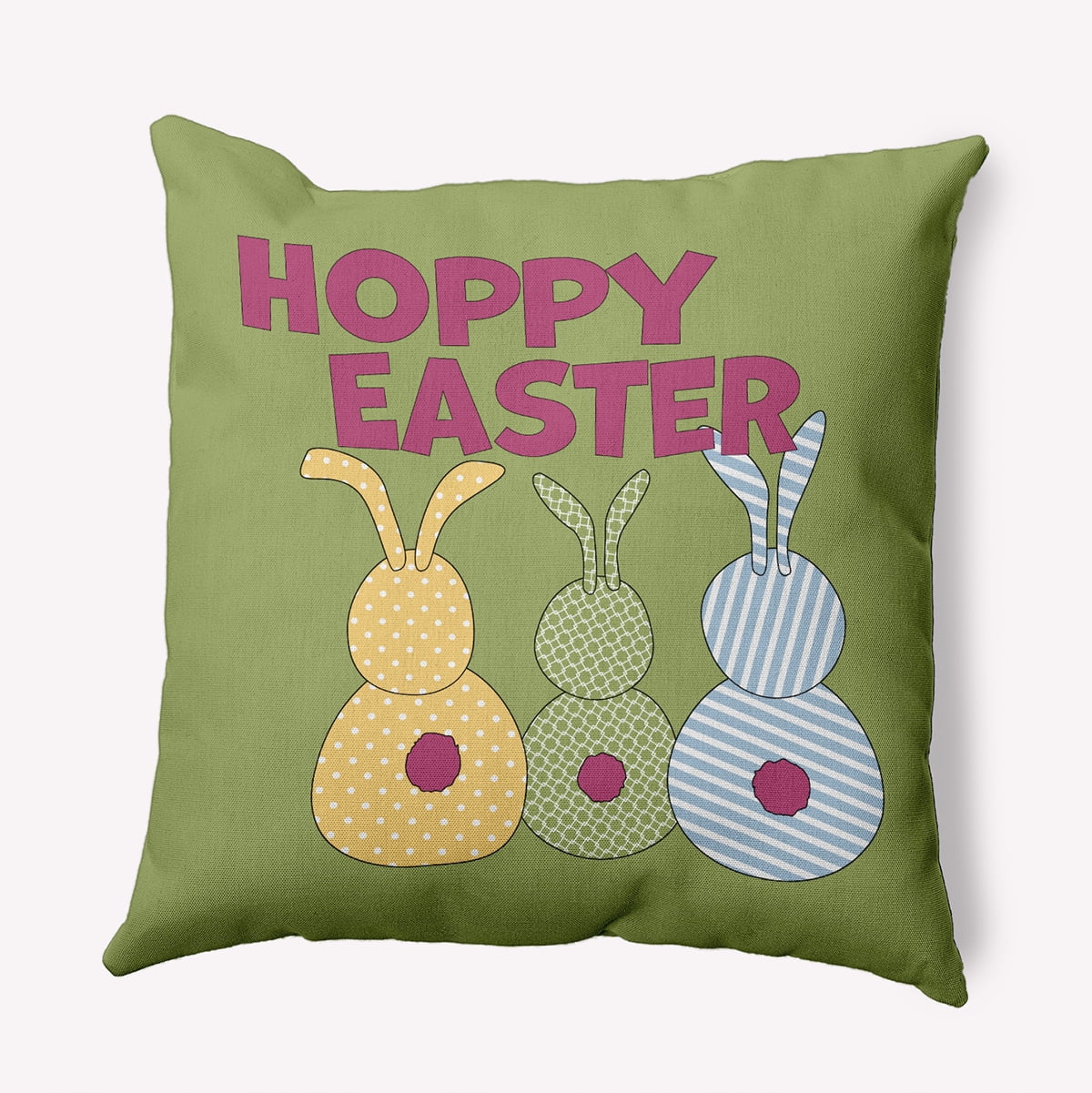 Simply Daisy 16-inch Square Hoppy Easter Polyester Indoor Pillow, Apple Green Qty 1