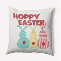 Simply Daisy 16-inch Square Hoppy Easter Polyester Indoor Pillow, White Qty 1