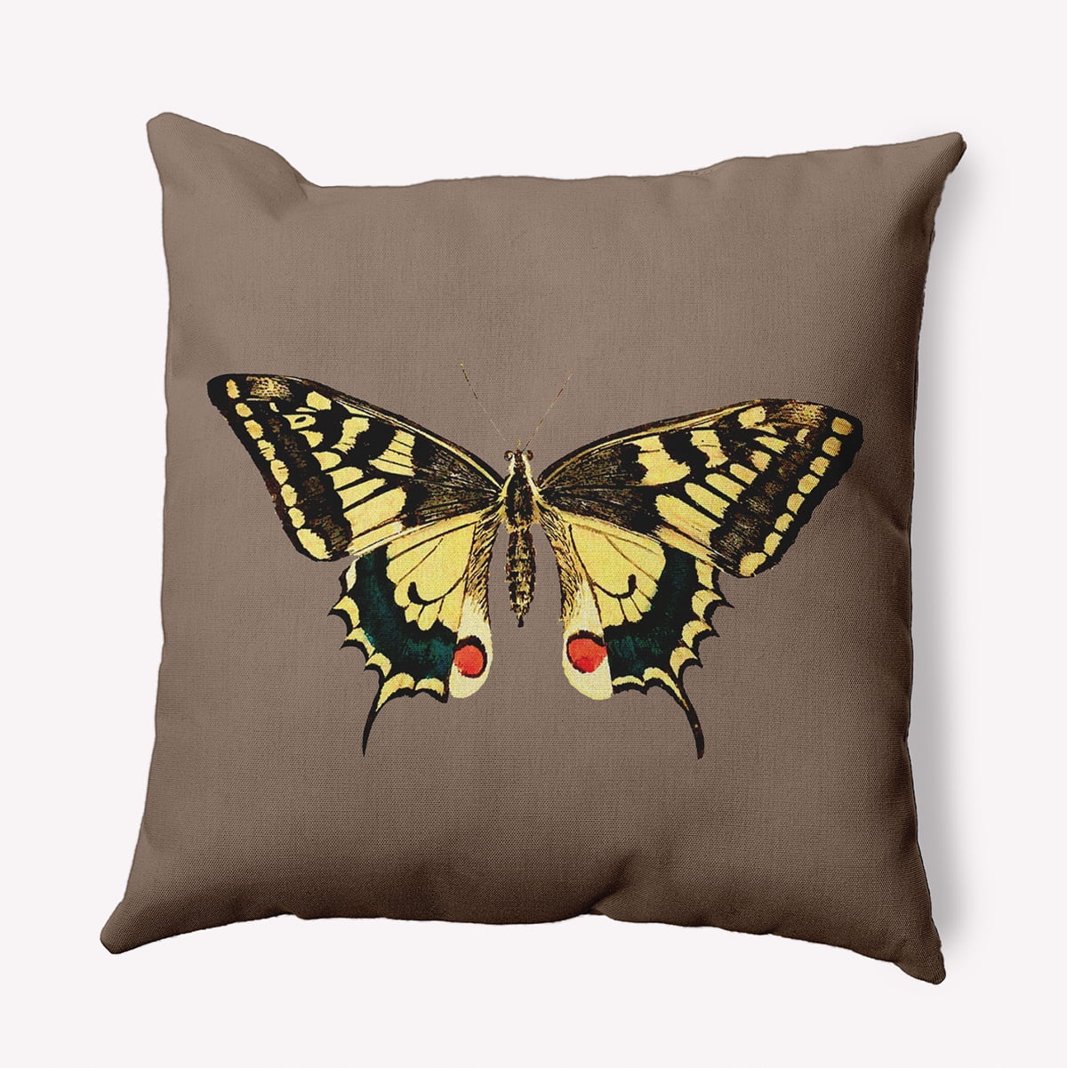 Simply Daisy 16-inch Square Rare Swallowtail Poly Throw Pillow, Brown Qty 1