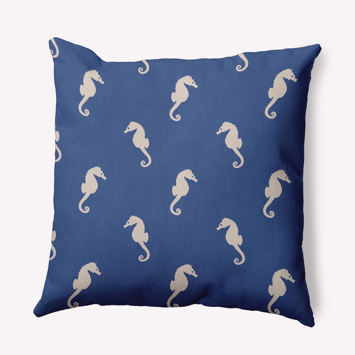 Simply Daisy 16-inch Square Sea Horses Polyester Indoor Pillow, Nautical Navy Qty 1
