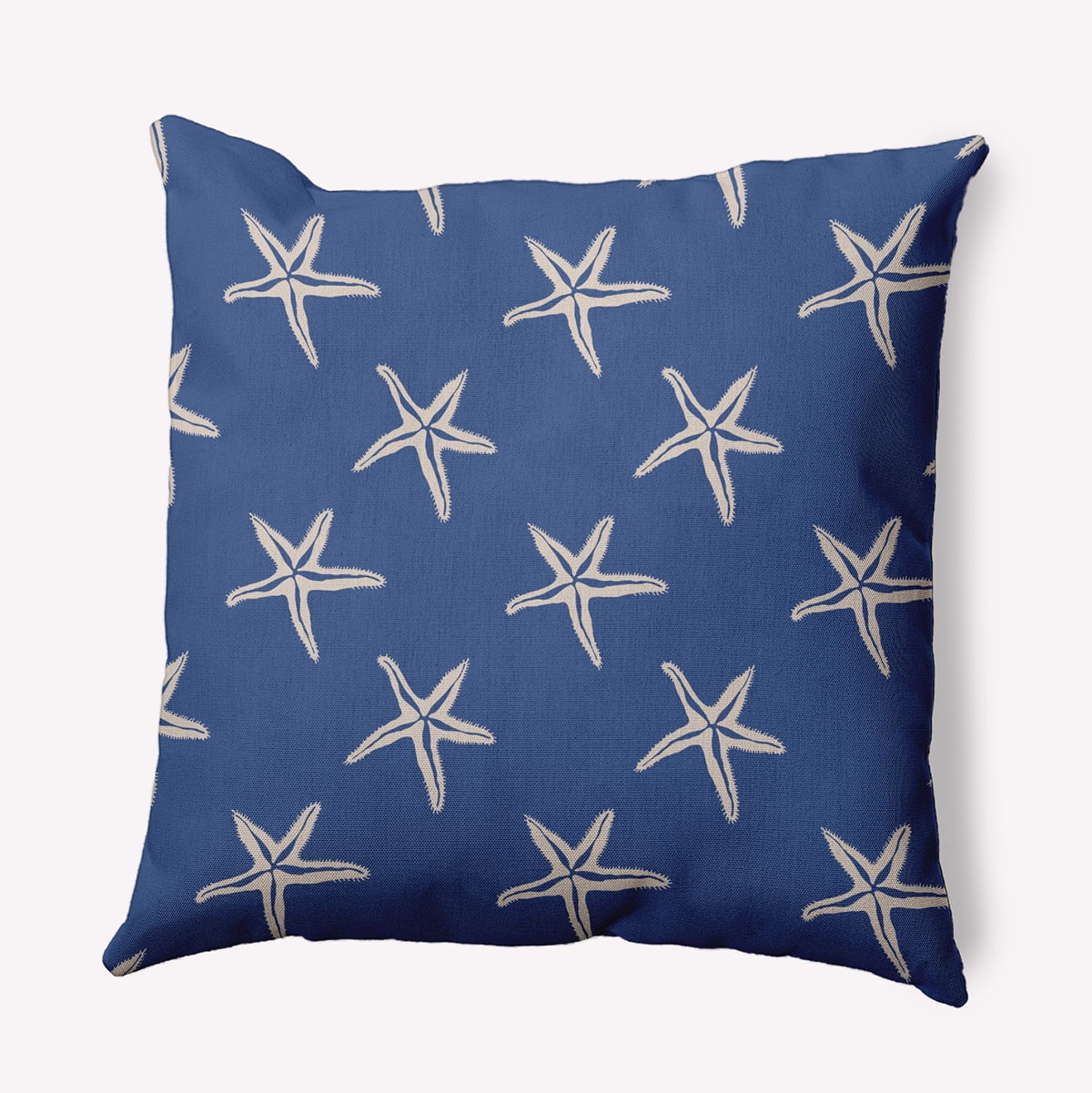 Simply Daisy 16-inch Square Starfish Polyester Indoor Pillow, Nautical Navy Qty 1