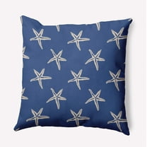 Simply Daisy 16-inch Square Starfish Polyester Indoor Pillow, Nautical Navy Qty 1