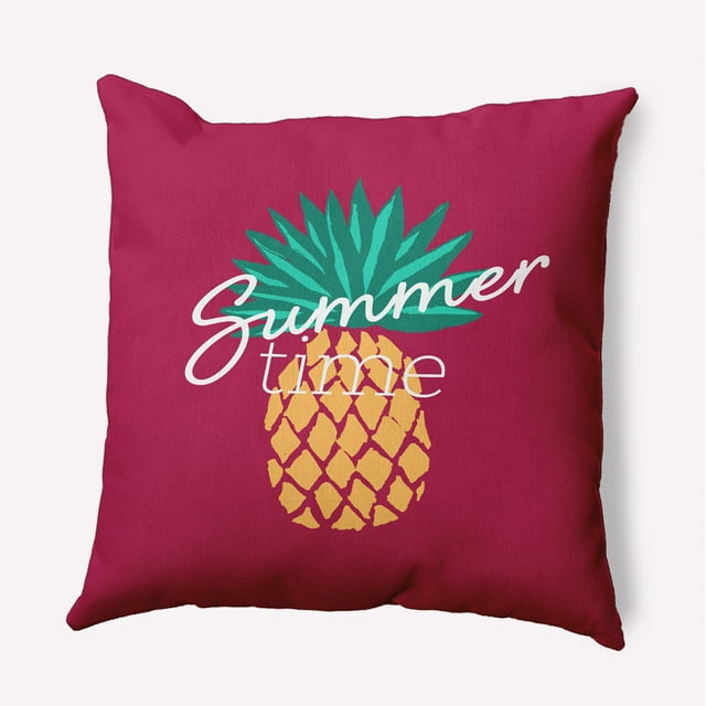 Simply Daisy 16-inch Square Summer Time Pineapple Poly Throw Pillow, Lipstick Pink Qty 1