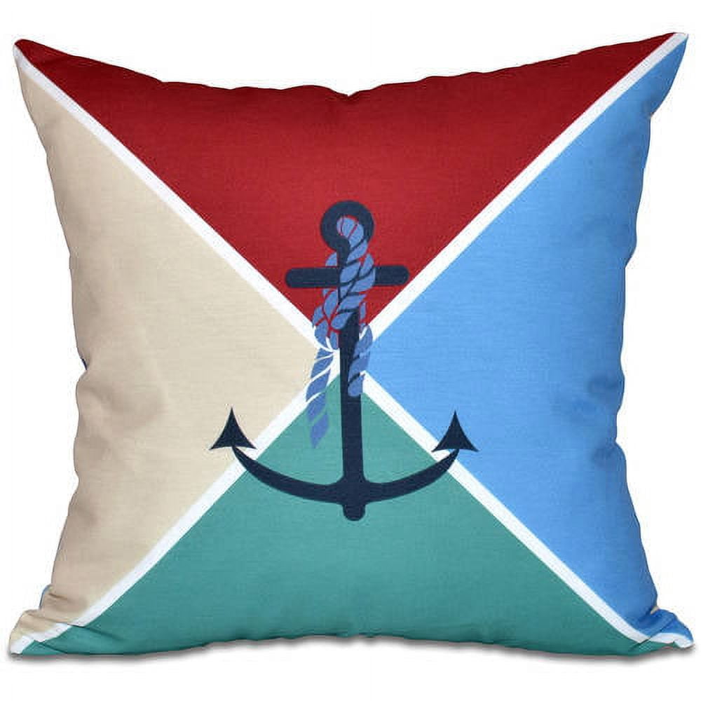 Simply Daisy 16" x 16" Anchor Flag Geometric Print Outdoor Pillow