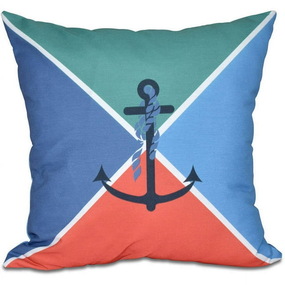 Simply Daisy 16" x 16" Anchor Flag Geometric Print Outdoor Pillow