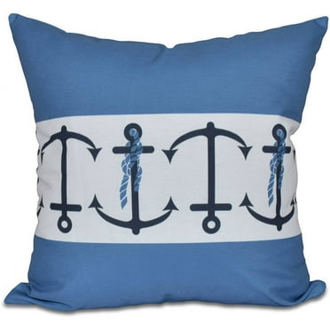 Simply Daisy 16" x 16" Anchor Stripe Print Outdoor Pillow