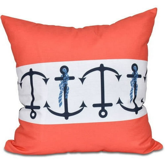 Simply Daisy 16" x 16" Anchor Stripe Print Outdoor Pillow