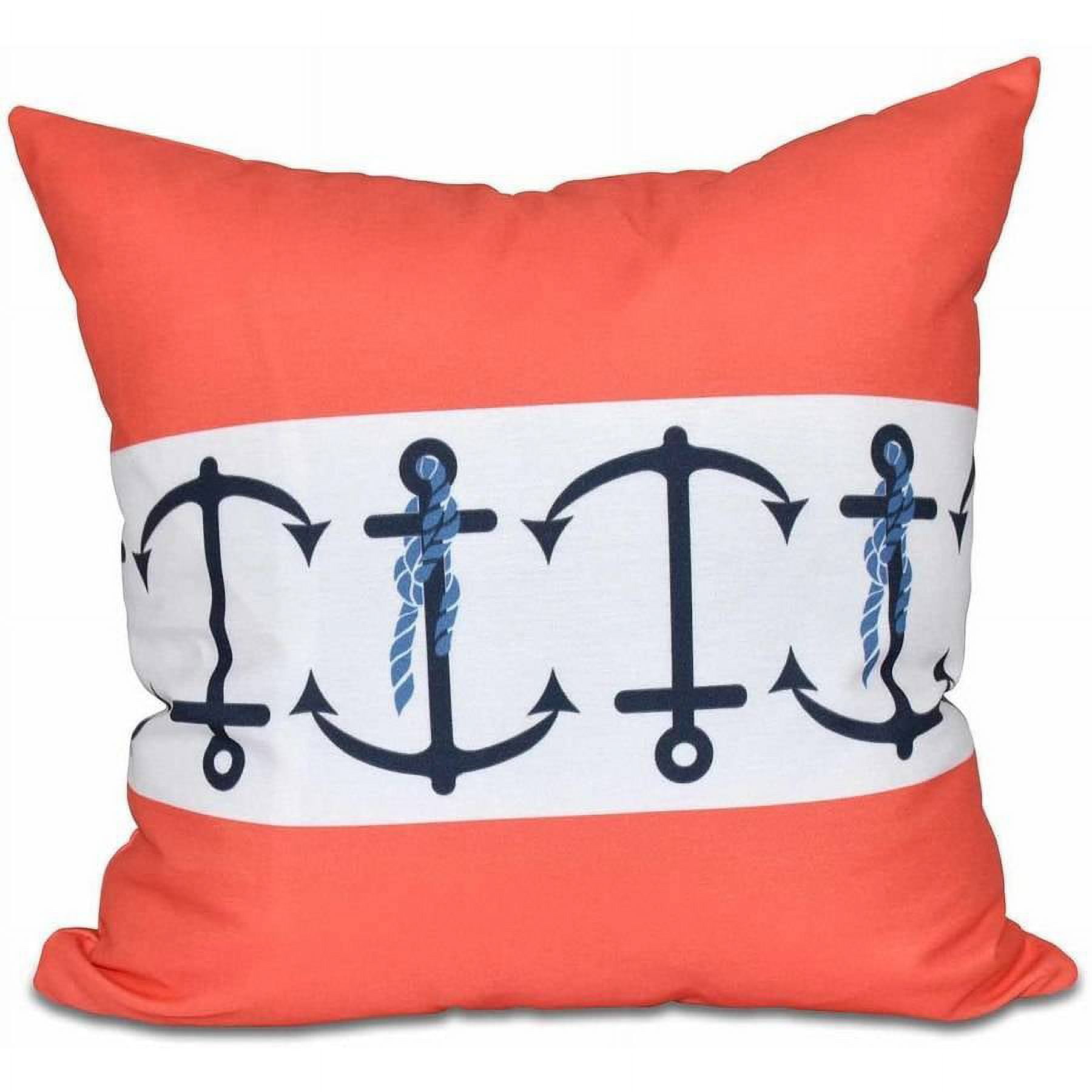 Simply Daisy 16" x 16" Anchor Stripe Print Pillow, Orange