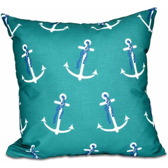 Simply Daisy 16" x 16" Anchor Whimsy Geometric Print Pillow, Green