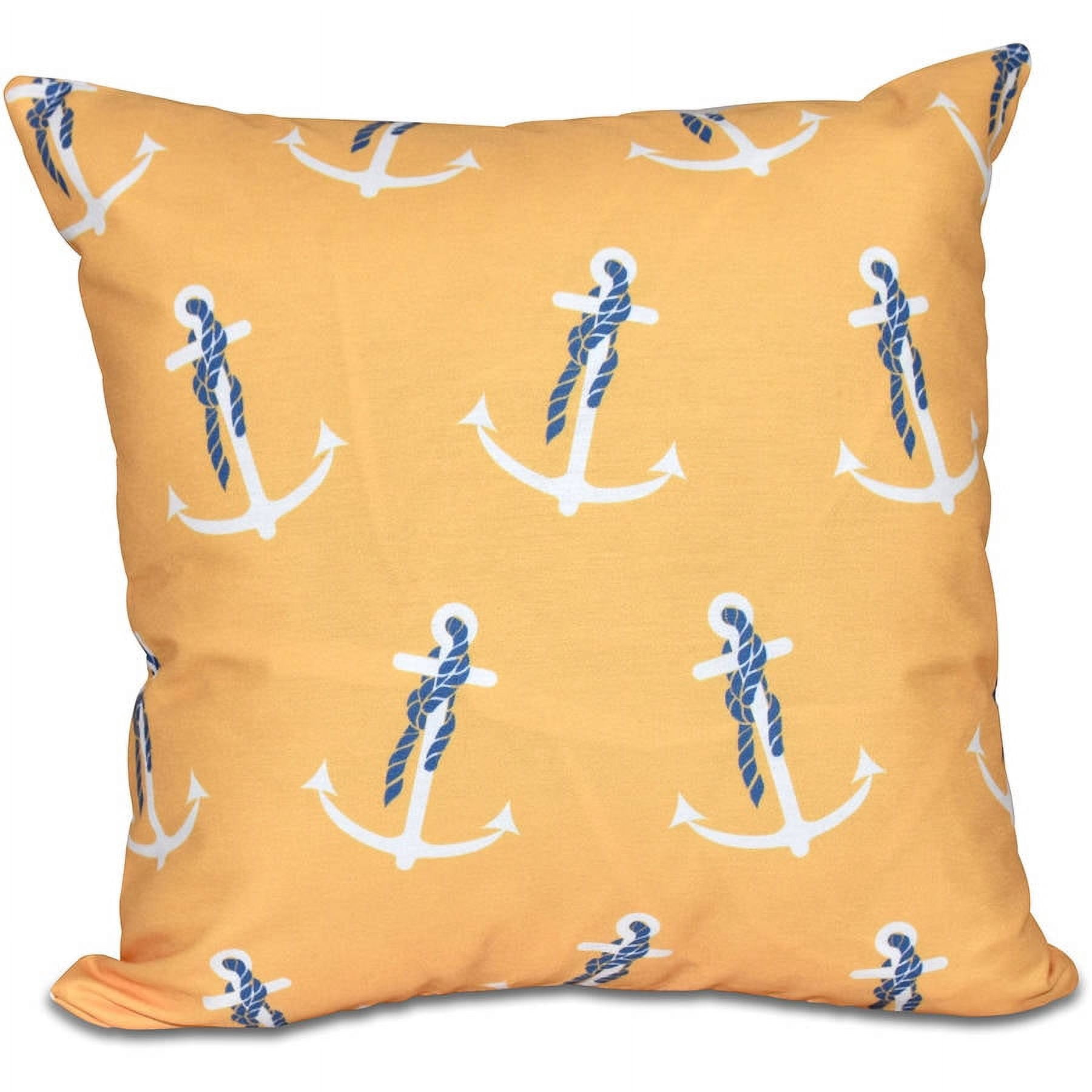 Simply Daisy 16" x 16" Anchor Whimsy Polyester Indoor/Outdoor Pillow, Yellow (1 count)