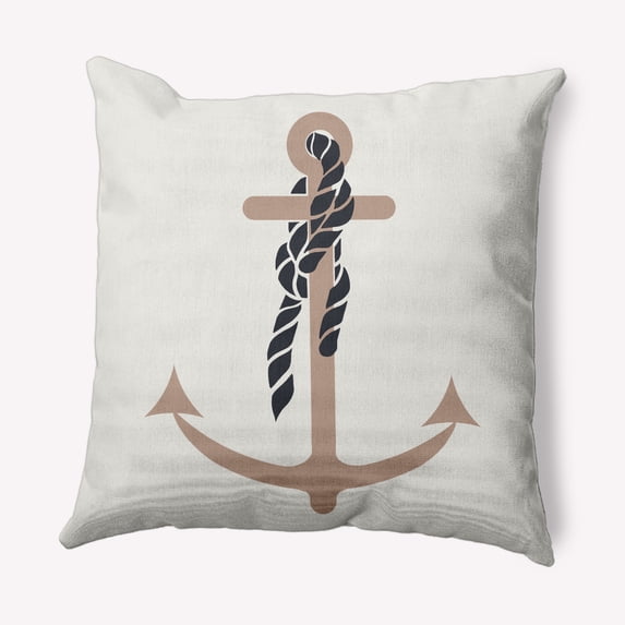 Simply Daisy 16" x 16" Anchor and Rope Nautical Decorative Indoor Pillow