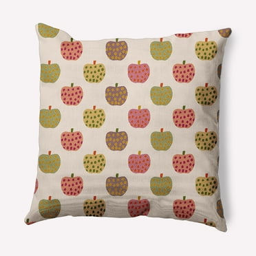 Simply Daisy 16" x 16" Apple Pattern Indoor/Outdoor Polyester Throw Pillow, Olive