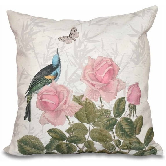 Simply Daisy 16" x 16" Asian Rose Floral Print Pillow