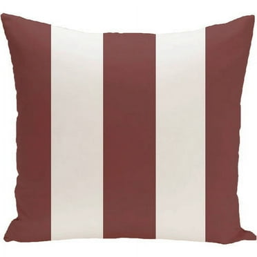 E by Design Simply Daisy 16” x 16” Outdoor Pillow Polyester Awning Stripe Print, Faux Down