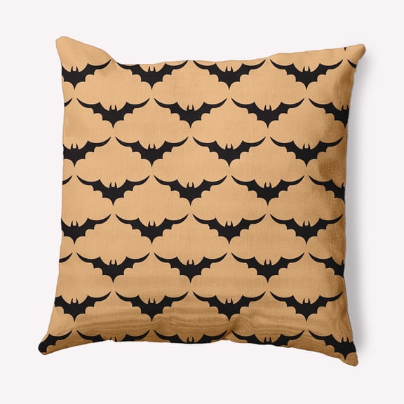 Simply Daisy 16" x 16" Bat Colony Indoor/Outdoor Polyester Throw Pillow, Pale Gold