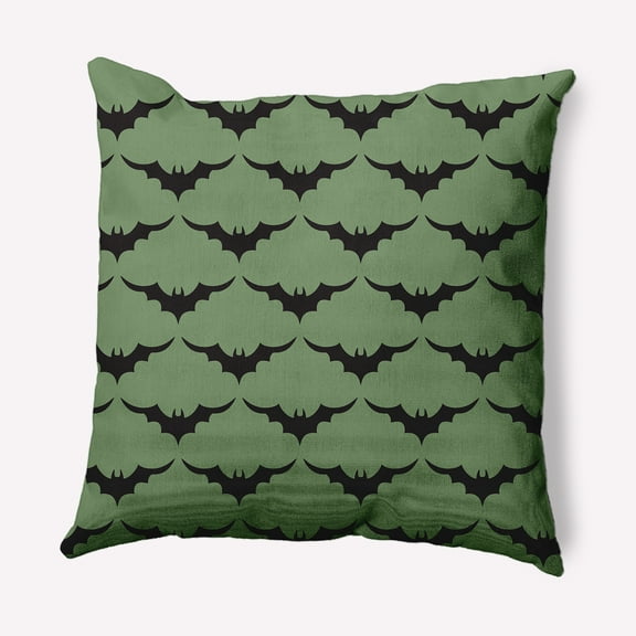 Simply Daisy 16" x 16" Bat Colony Indoor/Outdoor Polyester Throw Pillow, Sage