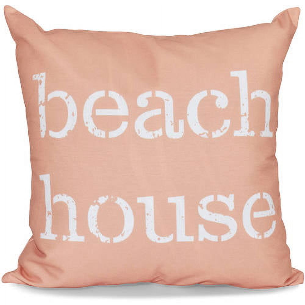 Simply Daisy 16" x 16" Beach House Word Print Outdoor Pillow