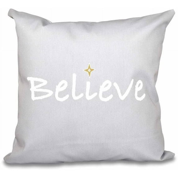 Simply Daisy 16" x 16" Believe Word Print Pillow, Grey