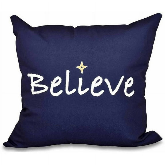 Simply Daisy 16" x 16" Believe Word Print Pillow, Navy