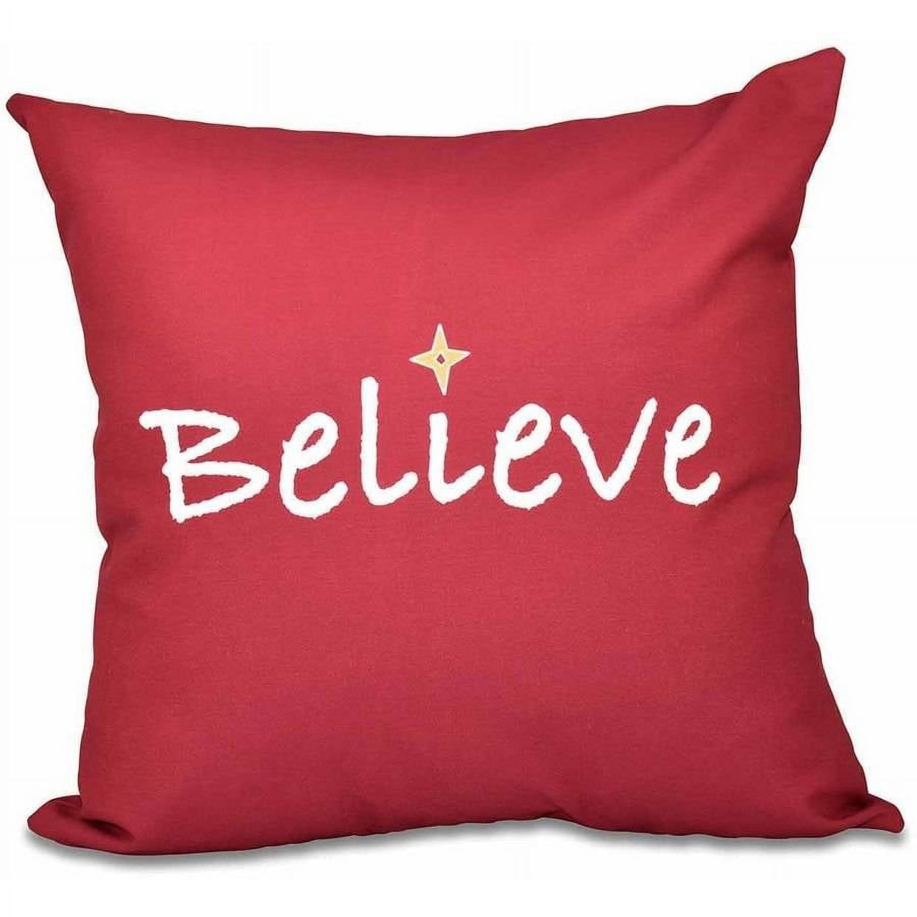 Simply Daisy 16" x 16" Believe Word Print Pillow, Red