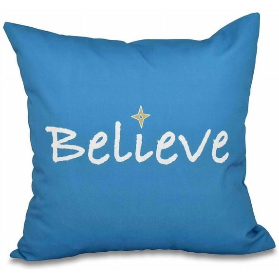 Simply Daisy 16" x 16" Believe Word Print Pillow, Teal