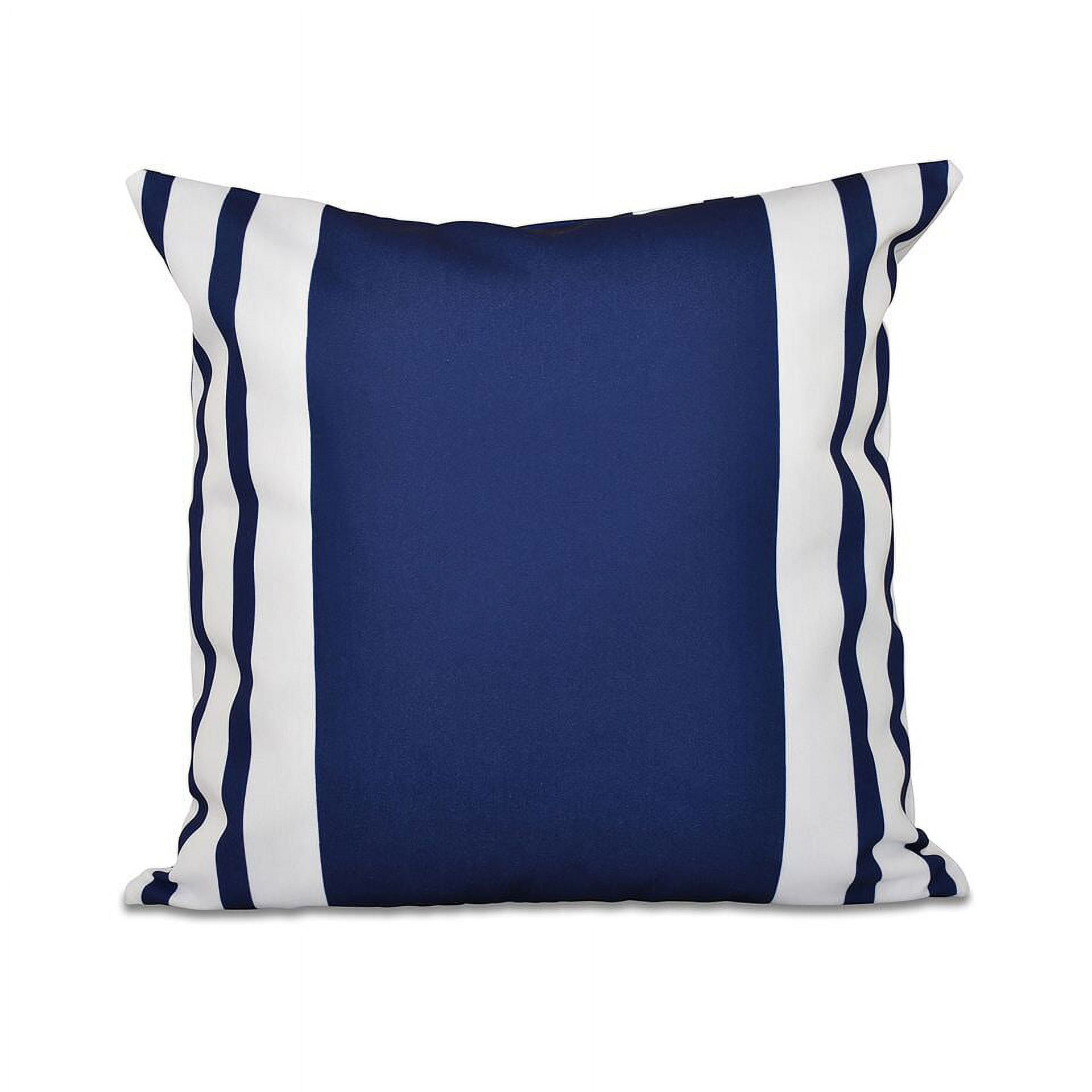 Navy and White Striped Square Polyester Decorative Pillow
