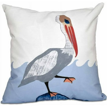 Simply Daisy 16" x 16" Bird Wave Animal Print Pillow