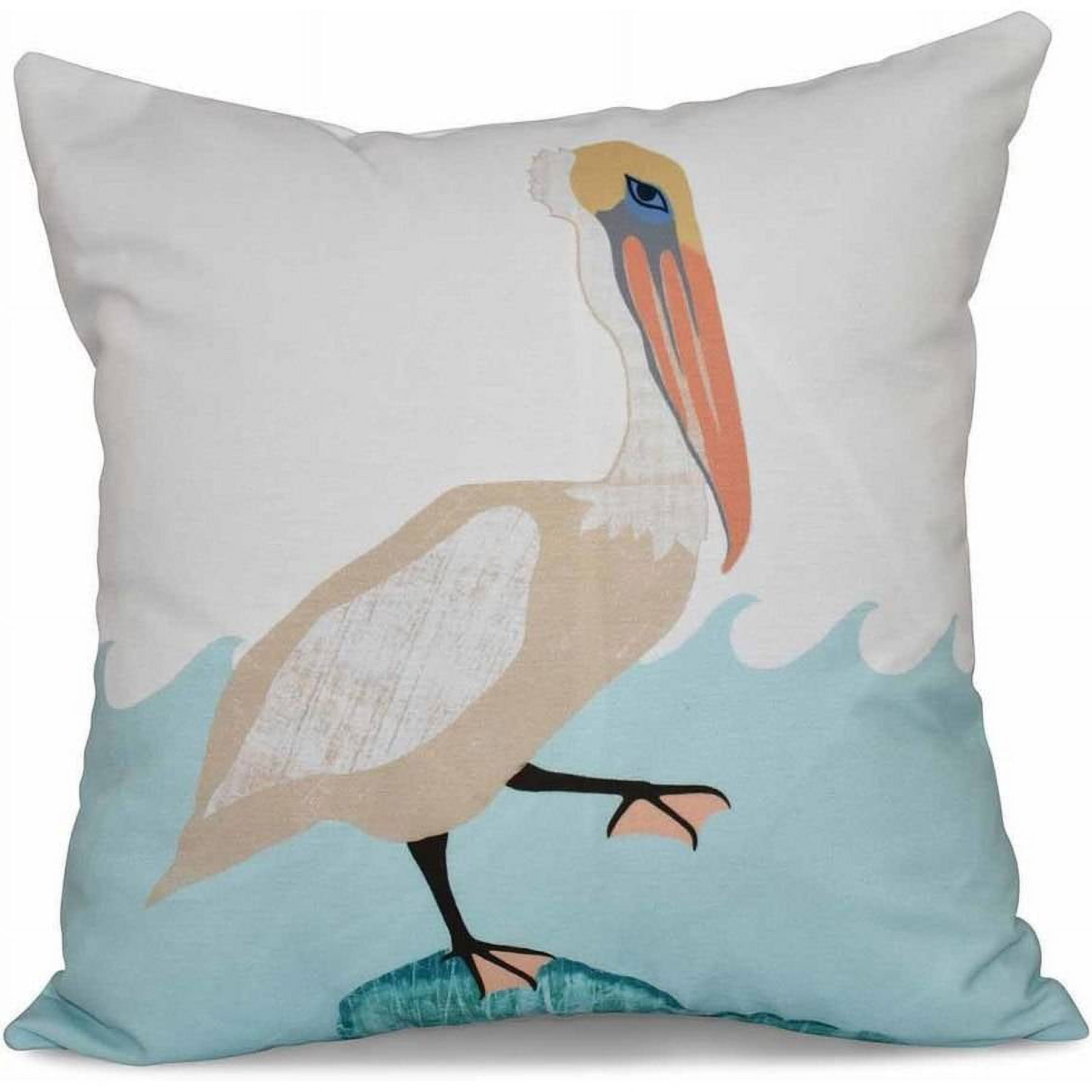 Simply Daisy 16" x 16" Bird Wave Animal Print Pillow