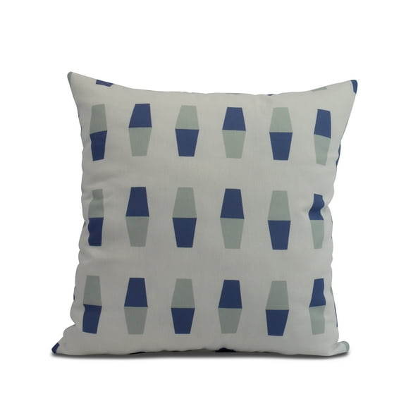Simply Daisy, 16" x 16" Bowling Pins, Geometric Print Outdoor Pillow, Blue