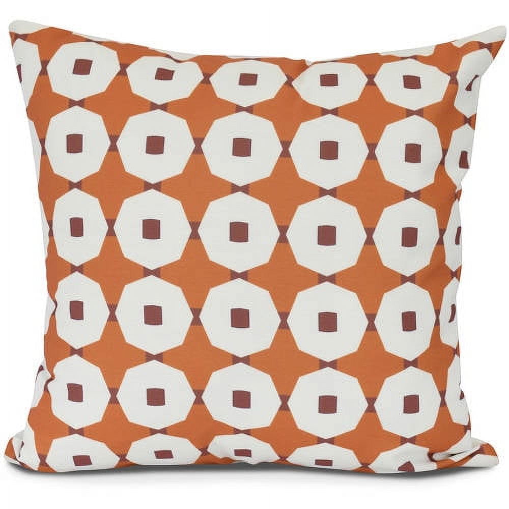 Orange Geometric Print 16" x 16" Outdoor Throw Pillow