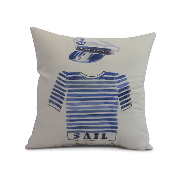 Simply Daisy, 16" x 16" Captain Shirt , Geometric Print Outdoor Pillow, Ivory
