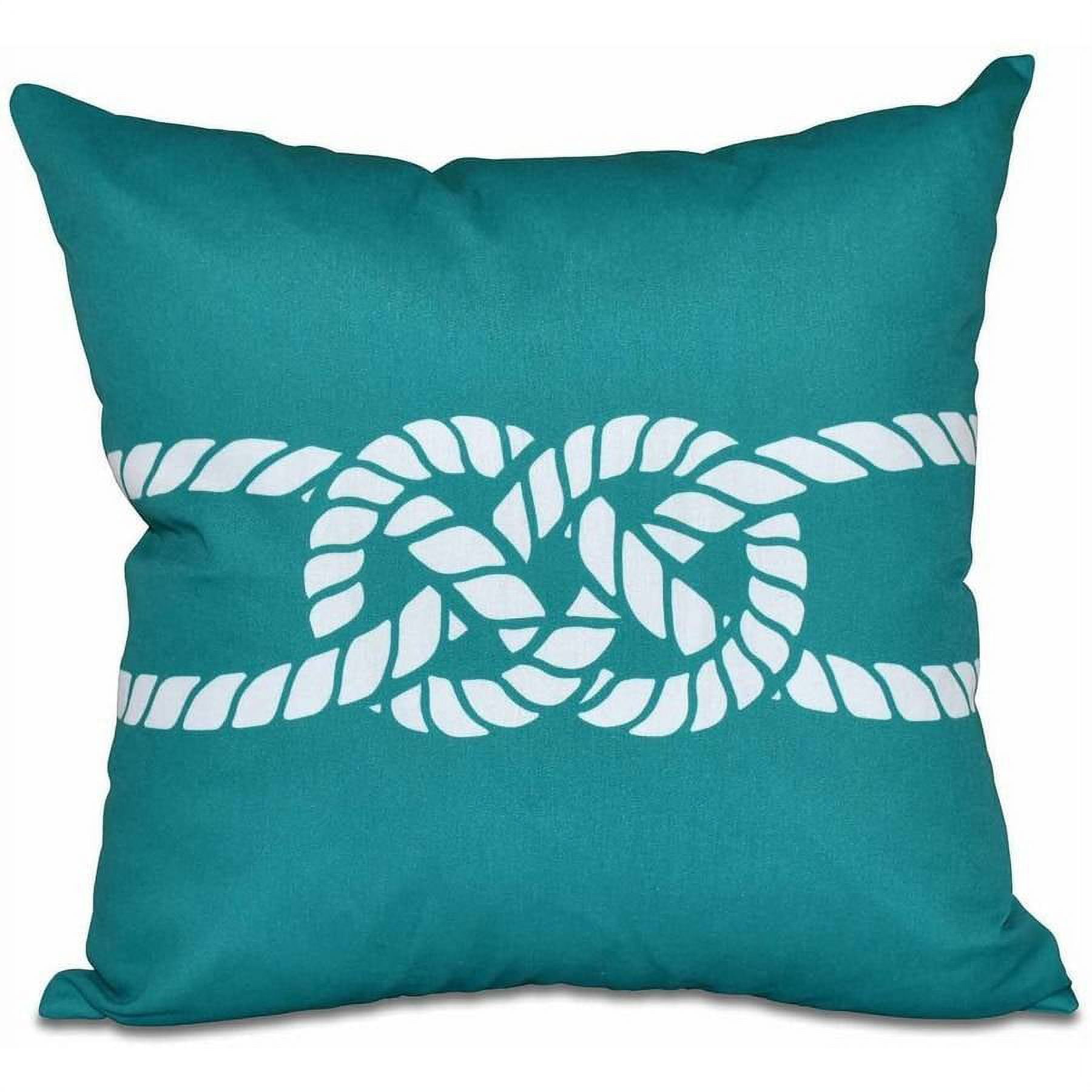 Green and White Polyester Square Geometric Print Pillow