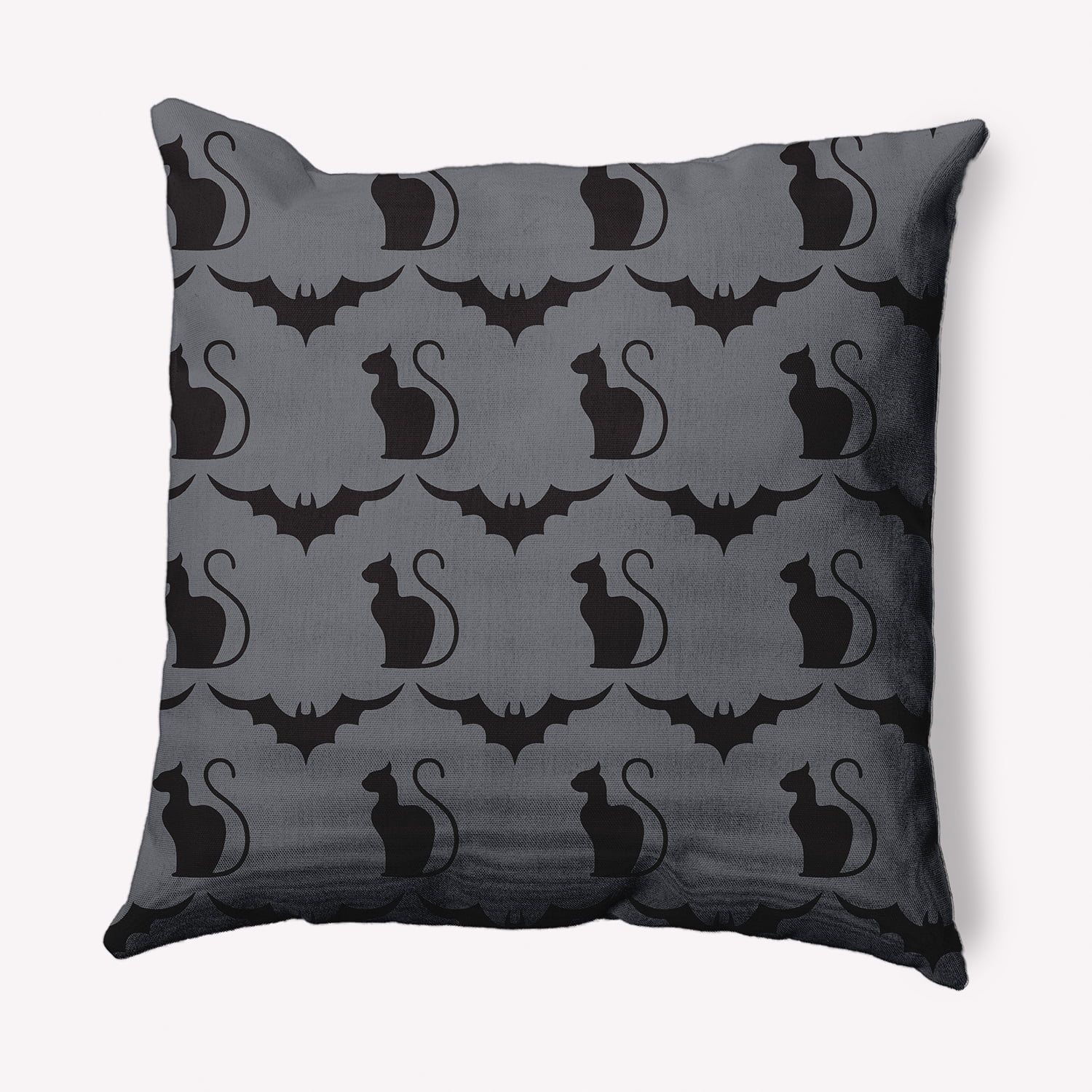Simply Daisy 16" x 16" Cats and Bats Decorative Throw Pillow, Steel Gray