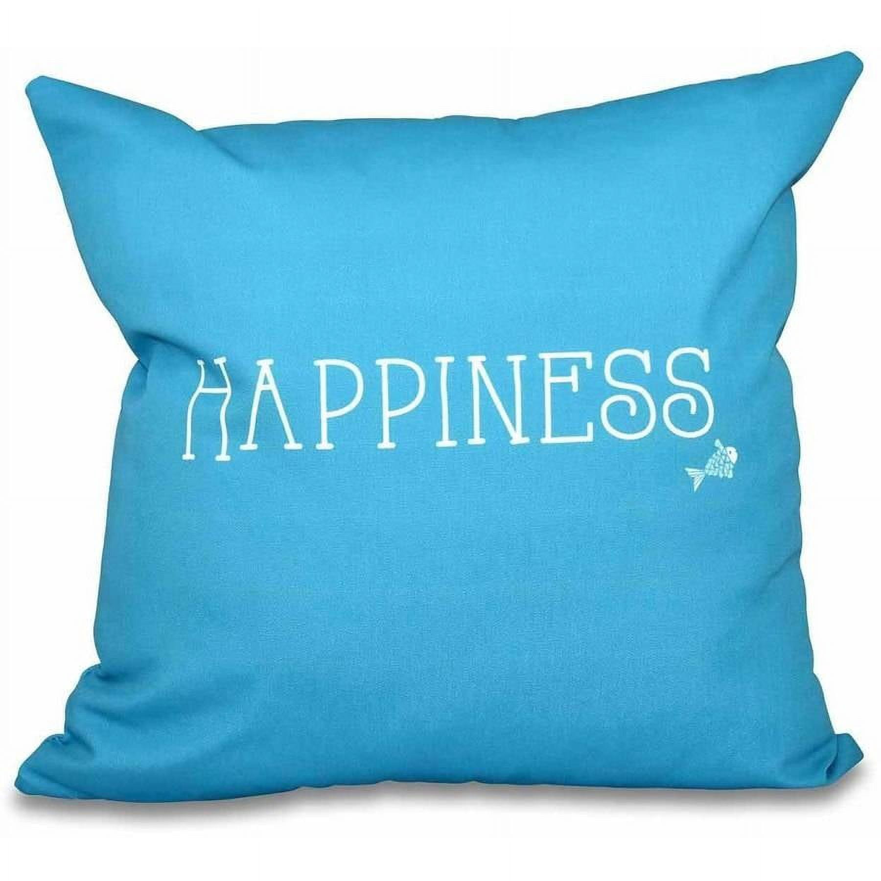 Simply Daisy 16" x 16" Coastal Happiness Word Print Pillow, Teal